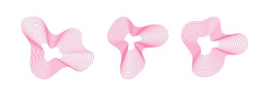 Bir dizi çizgi dalga sıvısı şekilleri. Çember geometrik soyut sıvı kara formların toplanması, kart, davetiye, duvar kağıdı, poster için modern fütürist barbarlık tasarımı