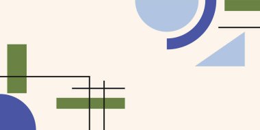 Geometrik şekil ve çizgi seti olan retro bauhaus arkaplan posteri. Soyut şablon, tasarım çizgisi sanatı, moda tarzı. Çember, kare, üçgen şeklinde çizimler. Kartlar için tasarım, davet