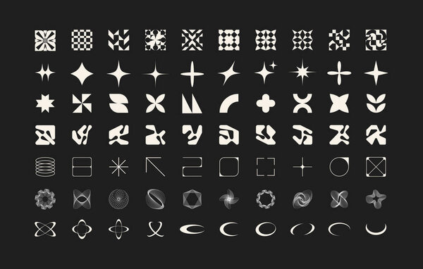 set of line abstract wave fluid shapes form elements. collection of circle geometric y2k brutalism futuristic abstract liquid black forms, design for card, invitation, wallpaper, poster