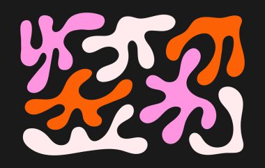 Mavi ve turuncu organik şekiller, modern tarzda şekiller, pürüzsüz desen arka plan, vektör soyut sıvı damlalar koleksiyon tasarımı, eriyen damlalar soyut duvar kağıdı elementleri