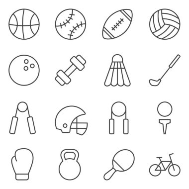 Düzenlenebilir felçli siyah çizgi spor ekipmanı simgesi.