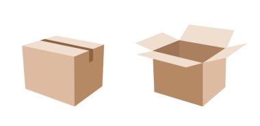 Karton kutu vektör simgesi kümesi