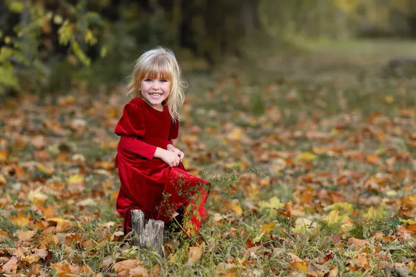 Sonbahar ormanındaki kız.