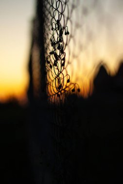 Günbatımına karşı dikenli tel