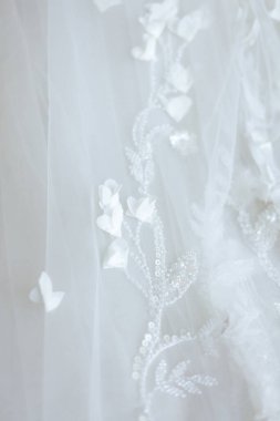 Gelinlik kumaşı yakın. 