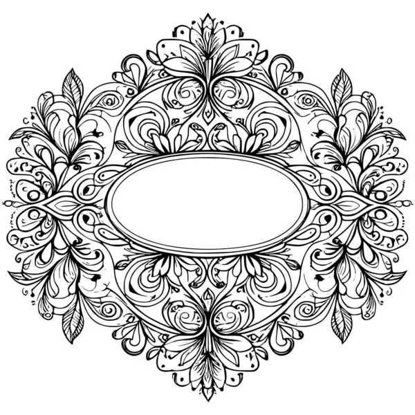 Zarif Süslü Çerçeve Vektörü Lüks Yapraklar ve Davetiye, Girdap, Etiket veya Dekoratif Sanat Projeleri İçin Girdap Tasarımı. Güzelliği bu karmaşık çiçek çerçeve çizimi ile yakalayın. Botanik elementler