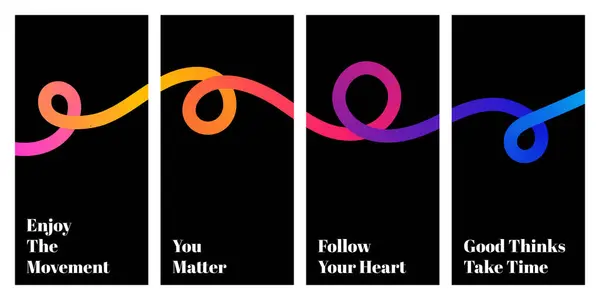 Gökkuşağı Gradyan Çizgileri ve Siyah Arkaplan Üzerinde Soyut 3D Renkli Şekiller olan posterler