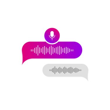 Ses Mesajı Bubble Simgesi Ses Dalgası, Ses Sohbeti Sembolü, Mesajlaşma Uygulamaları için Modern İllüstrasyon