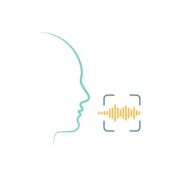 Ses Tanıma Satırı Simgesi. Ses Dalgası Ses Komuta ve Kontrol Teknolojisi için İnsan Başı