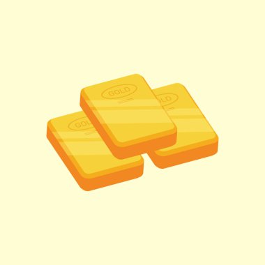 Web Tasarımı İçin Isometric Altın Çubuk Vektörü, Beyaz Arkaplanda İzole Edilmiş, Parlak Altın Resim