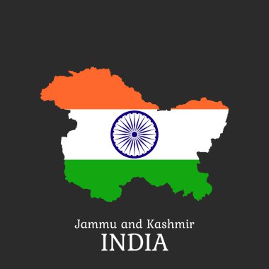 Jammu ve kaşmir haritası Hint bayrağı üç renk vektör çizimi