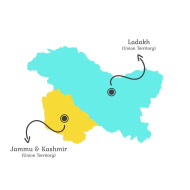 Jammu Kashmir ve Ladakh Birliği Bölgesel Vektör Resimleri Haritası