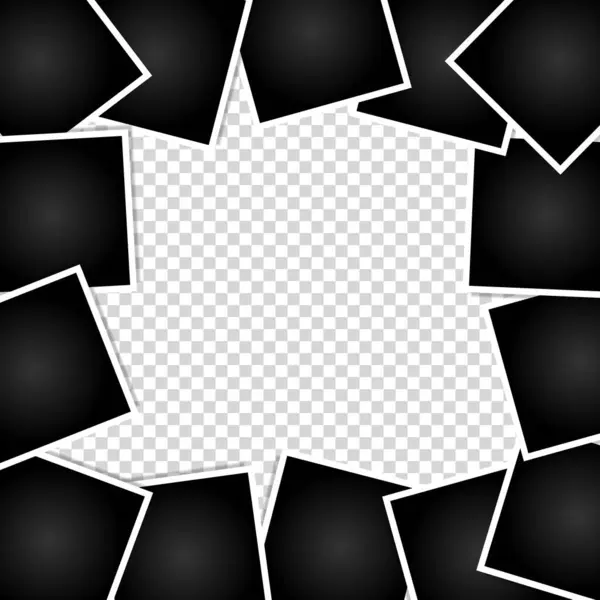 Kare vektör fotoğraf çerçevesi kümesi. Şeffaf arkaplanda gerçekçi kolaj şablonu