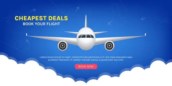 Online rezervasyon için Uçuş Seyahat Afişi. Uçak Bilet Satış Vektörü Şablonu