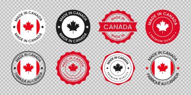 Kanada etiket simgesi simgesinde yapılan rozet seti şeffaf arkaplanda izole edildi