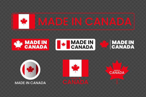 Набор изготовлен в Канаде этикетки иконки эмблемы изолированы на прозрачном фоне