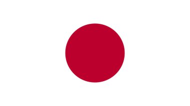 Beyaz zemin üzerinde kırmızı daire bulunan Japon ulusal bayrağının vektör illüstrasyonu