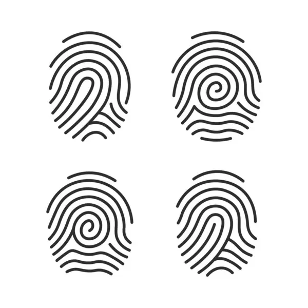 Biyometrik vektör biçiminde güvenli güvenlik logosuna sahip parmak izi ve parmak izi kilit simgeleri kümesi