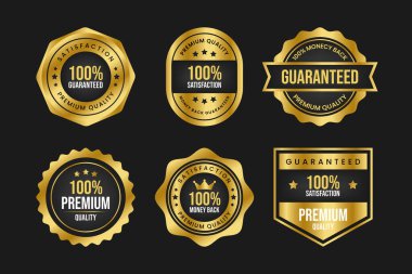 % 100 Garantili Kaliteli Etiket Koleksiyonu Para Geri Kazandırma Sigorta Rozeti Tasarımı