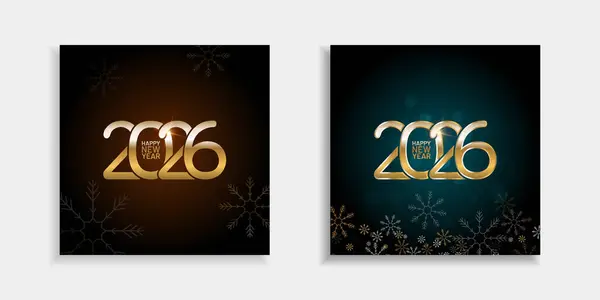 Altın 2026 Karanlık Arkaplan Vektör Posteri Mutlu Yeni Yıl Metinleri ve Logo Tasarımları Ayarları