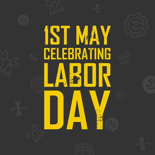 1 Mayıs İşçi Bayramı İngiliz anahtarı ve çekiç gibi aletlerle tipografi tasarımı kutlandı