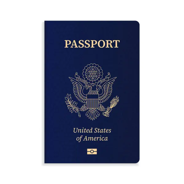 ABD pasaportu beyaz arkaplan seyahat kimliği belgesinde izole edildi