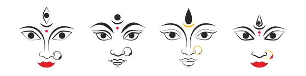 Durga Maa Face Mutlu Durga Puja ve Navratri Festivali Sanat Tasarımı