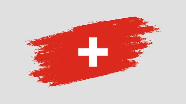 Grunge brush tarzı vektör illüstrasyonunda İsviçre bayrağı