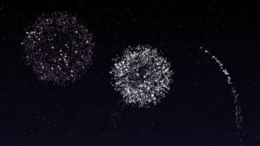 Renkli parlayan havai fişekler karanlık geceyi aydınlatarak Diwali, Yeni Yıl ya da Noel kutlamaları sırasında ışıl ışıl parlayan gösterilerle şenlikli bir tatil arkaplanı oluşturuyor.