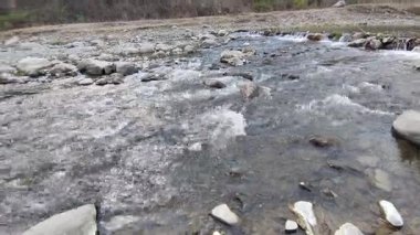 Bir yudum su. Sloan Himachal Pradesh 'te akan nehir suyunun güzel manzarası Aswani Khad (nehir).