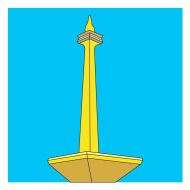 Monas Düz Vektör Tasarımı Çizimi. Endonezya Ulusal Anıtı Jakarta Şehri 'nin simgesi. Endonezya 'nın başkenti Monumen Nasional Jakarta Tugu Monas.
