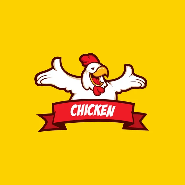 Символ Курицы Милый Мультяшный Цыпленок Счастливо Здоровается Векторный Логотип — стоковый вектор