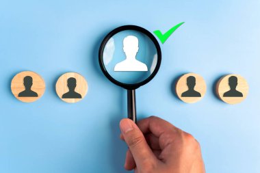 En uygun çalışanın seçimi. Yeni bir çalışan ya da işe alım süreci işe almak, HR 'nin iş arama kavramları.