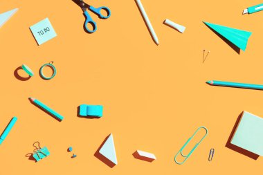 Okul malzemeleriyle dolu renkli bir geçmişi var. Okula dönelim. Düz yatıyordu.