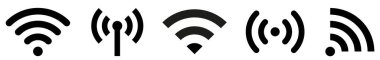 WI-FI and wireless icon. Wi-fi signal collection. Remote internet access collection. Internet Connection symbol.