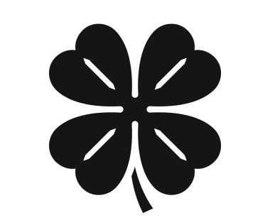 Şans dört yapraklı yonca ikonu. Yeşil yonca, yonca yaprağı, şans, yonca sembolleri. Yaprak vektör simgesi.