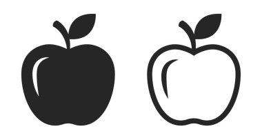 Elma simgesi seti. Renkli çizim işareti, sembol. Elma sembolü. Elma simgesi illüstrasyonu.