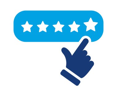 Müşterilerden 5 yıldız. Müşteriden geri bildirim. Beş yıldızlı ürün değerlendirmesi başparmaklar yukarı simgesi ile.