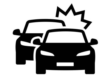 Araba kazası simgesi seti. Araba kazası sembolü. İki arabayla trafik kazası..