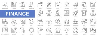 Finans simgesi ayarlandı. Para, iş, finans, banka, cüzdan, ödeme tahsilatı.