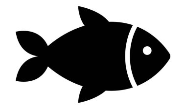 Balık vektör simgesi. Siyah balık silueti.