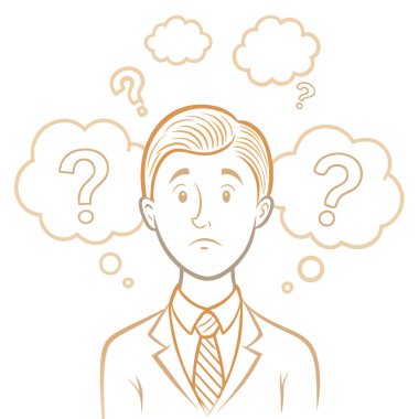 Beyaz arkaplanda izole edilmiş soru işaretli vektör resmi ile iş düşüncesi.