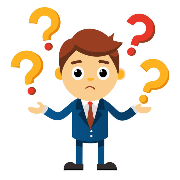 Бизнес-мышление с вопросительными знаками векторное изображение, изолированное на белом фоне.