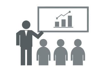 Beyaz arkaplanda izole edilmiş, sunum vektör resmi üzerinde iş adamı.