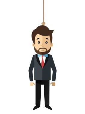 Asılan iş adamı vektör resmi, beyaz arkaplanda izole edilmiş..