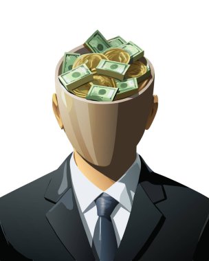 Beyaz arka planda izole edilmiş iş adamı baş vektör görüntüsü yığını.