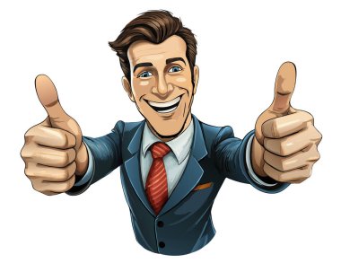 Mutlu iş adamı parmaklarını beyaz arka planda izole edilmiş, geçmişe dönük komik vektör görüntüsü olarak tutar..