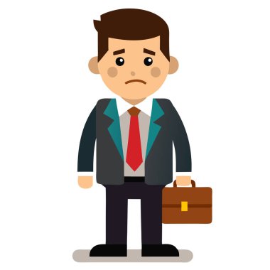 Görevden alınma vektör görüntüsünden sonra işsiz işadamı beyaz arka planda izole edilmiş..