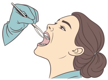 Doktor, beyaz arka planda izole edilmiş hasta vektör görüntüsünden kötü bir diş çıkarıyor..