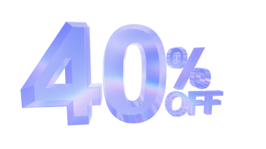 3D cam% 40 indirimli ve sapma etkisi şeffaf bir arka planda. Mavi ton. Grafik tasarımı için 3B ögeler.